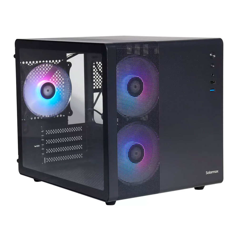 Gabinete Cm-b300 Fan X3 Argb Tg Black Solarmax