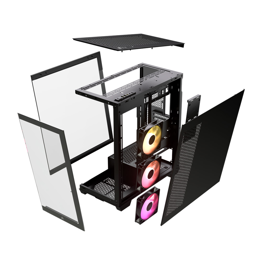 Gabinete 3500x Argb Tg Fan X3 Black Corsair