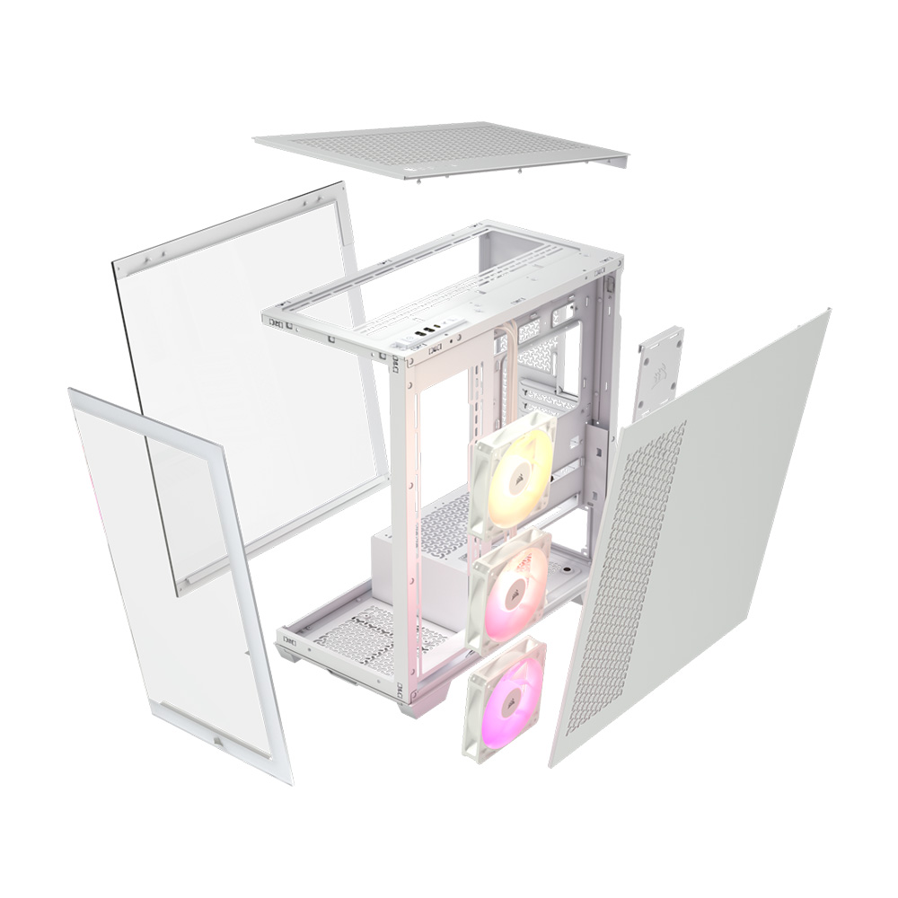 Gabinete 3500x Argb Tg Fan X3 White Corsair