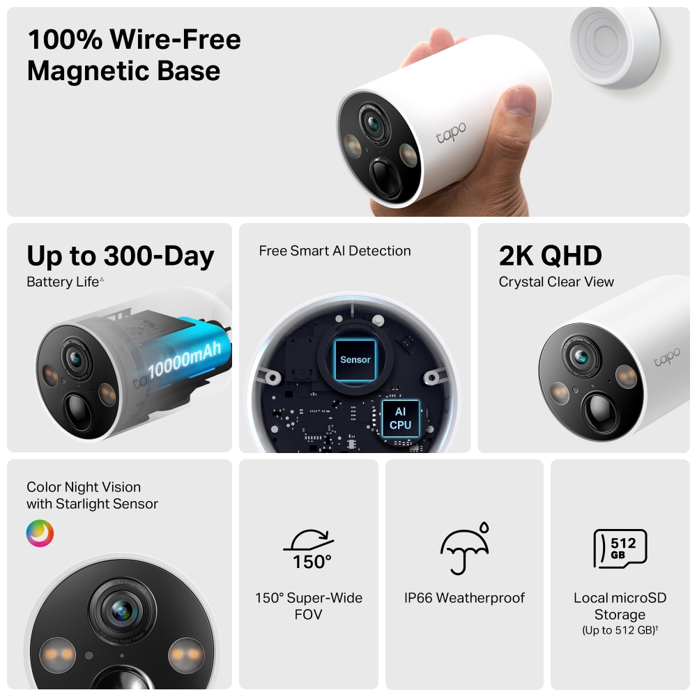 Camara Seguridad Ip Cloud Tapo C425 2k Qhd 4mp Wifi Bateria Tp-link