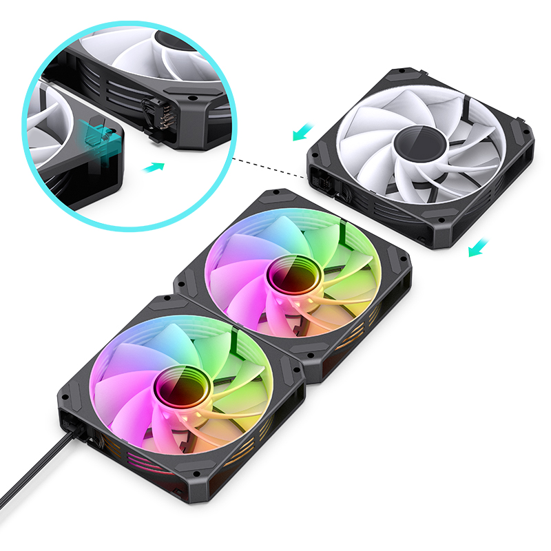 Cooler Fan Zg-120br Pack X3 Reversed 120mm Argb Black Jonsbo