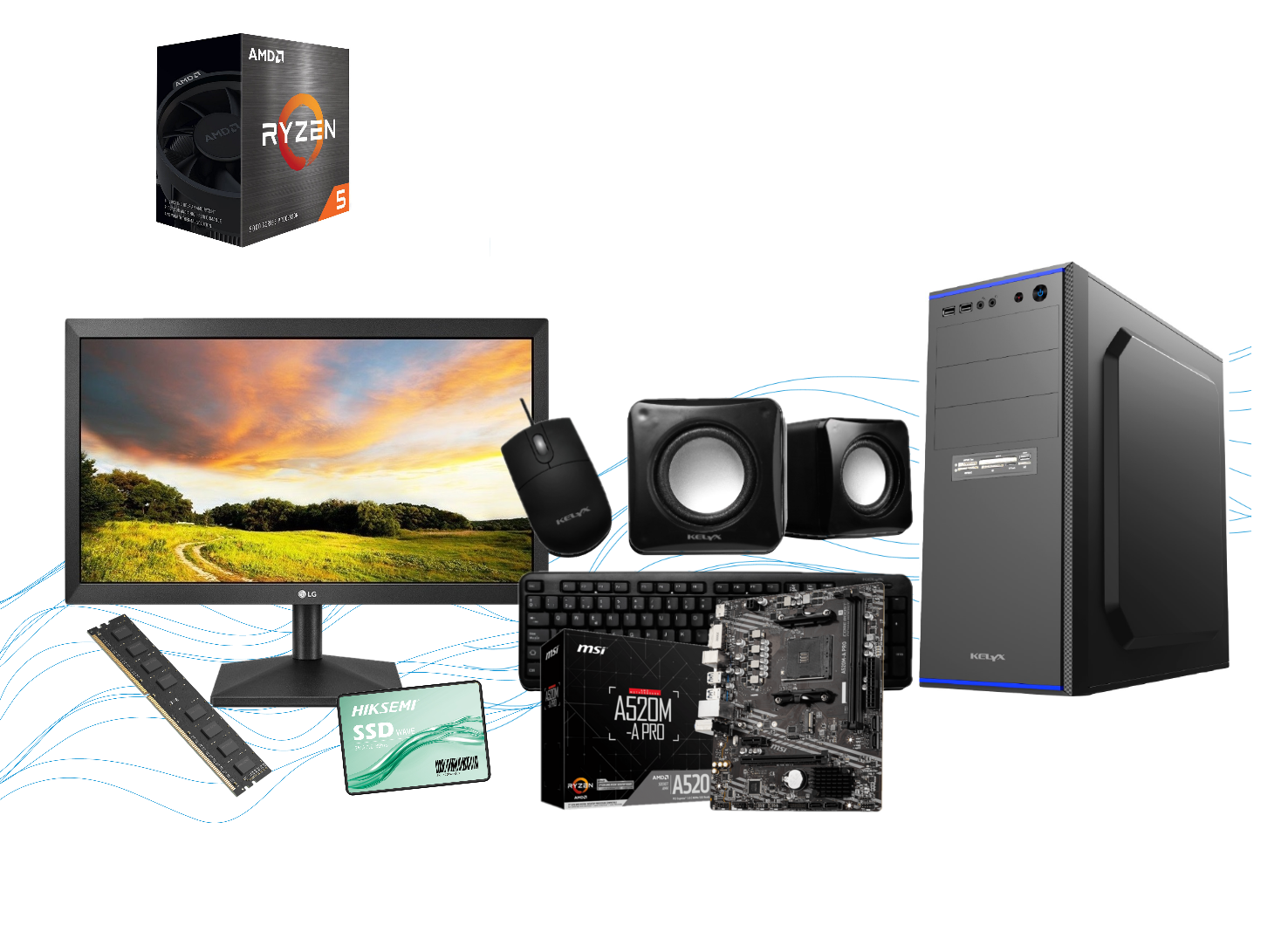 Pc Gamer AMD Ryzen 5-5600GT 8G SSD 240Gb + Monitor Lg 20