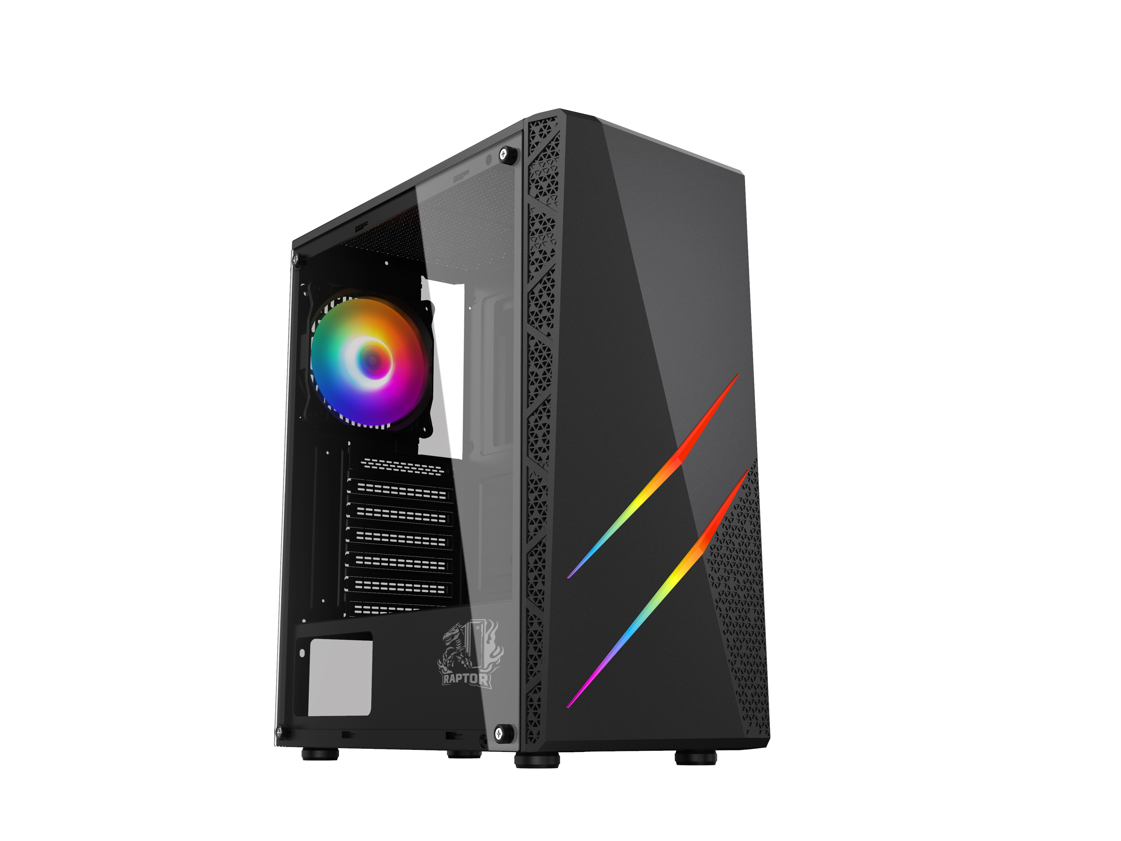 Gabinete Raptor Blaze Force TG Mid-Tower RGB Fan x2 w/button control