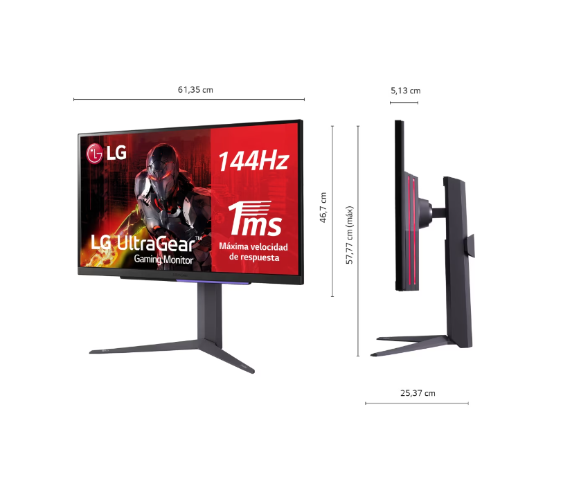MONITOR LG 27 ULTRAGEAR 27GR93U PIVOT PANTALLA 4K 144 Hz