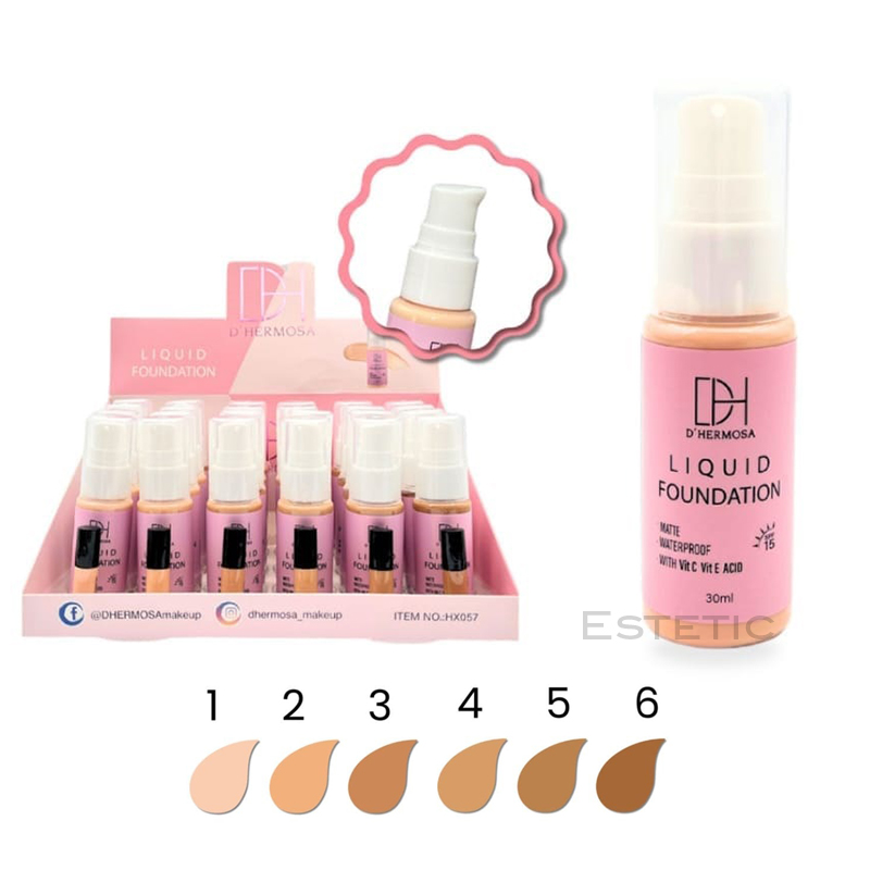 Base Liquida Matte Vitamina C + E + Acido Hialuronico DHermosa PRO