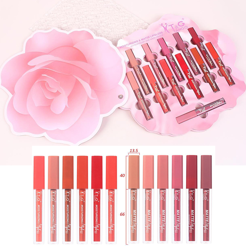 Set Rosa 12 Labiales T&G Tango Pro (6 Lip Gloss Hidratantes + 6 Labiales Matte)