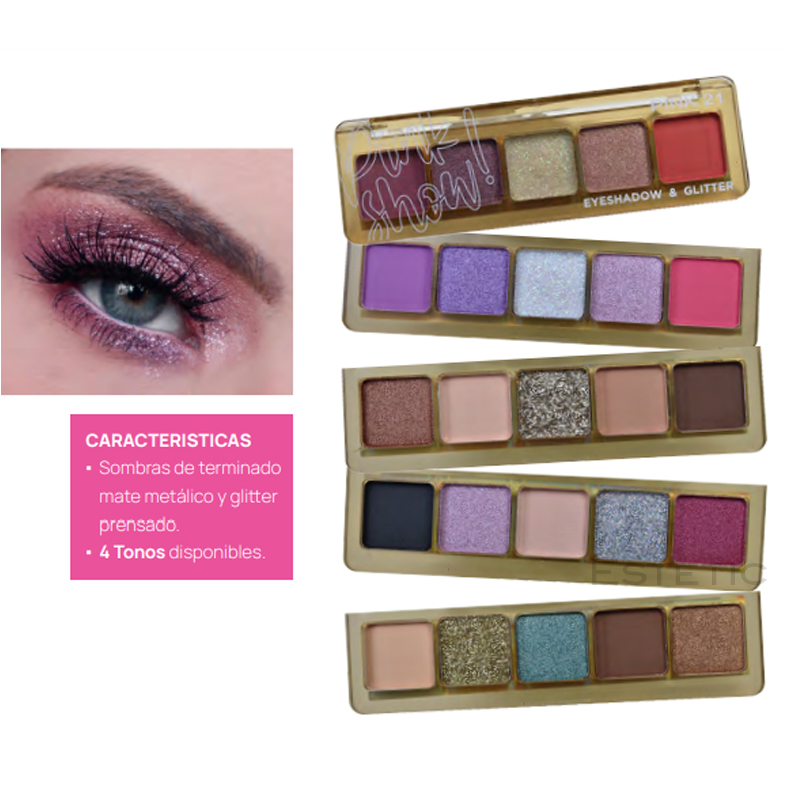 Pack X3 Paleta Sombra + Glitter Pink Show Pink 21 (PROMO)