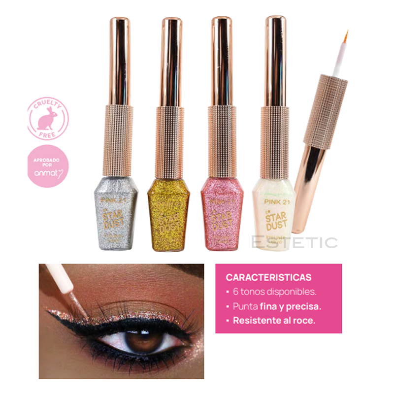 Delineador Liquido Glitter Star Dust Pink 21