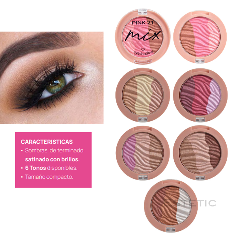 Pack X3 Paletita Sombra Mini MIX 3 Colores Pink 21 (PROMO)
