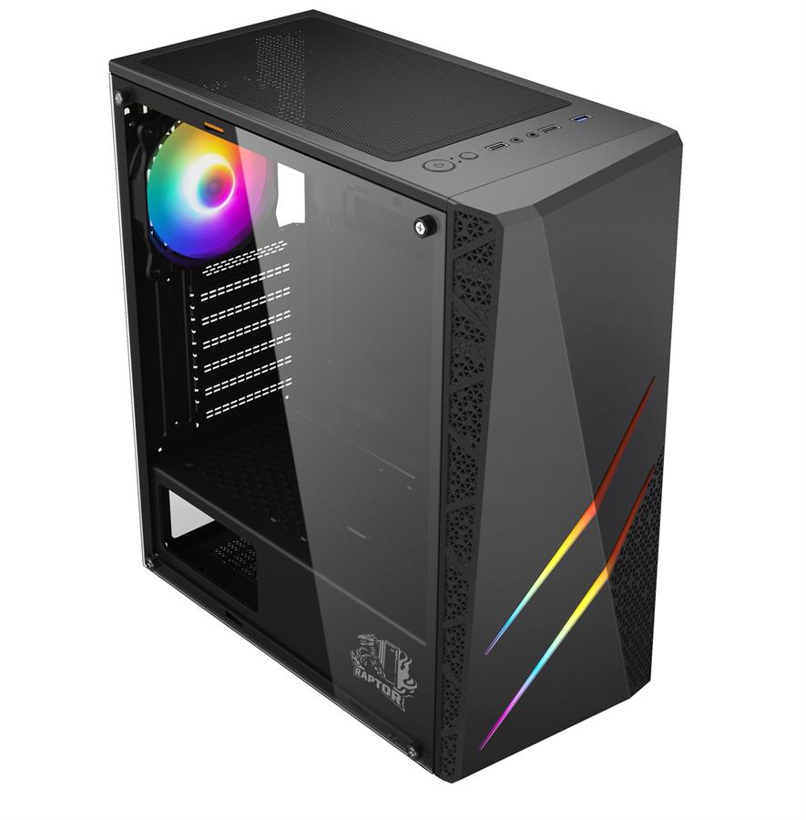 Gabinete Raptor Blaze Force vidrio templado y Fan ARGB