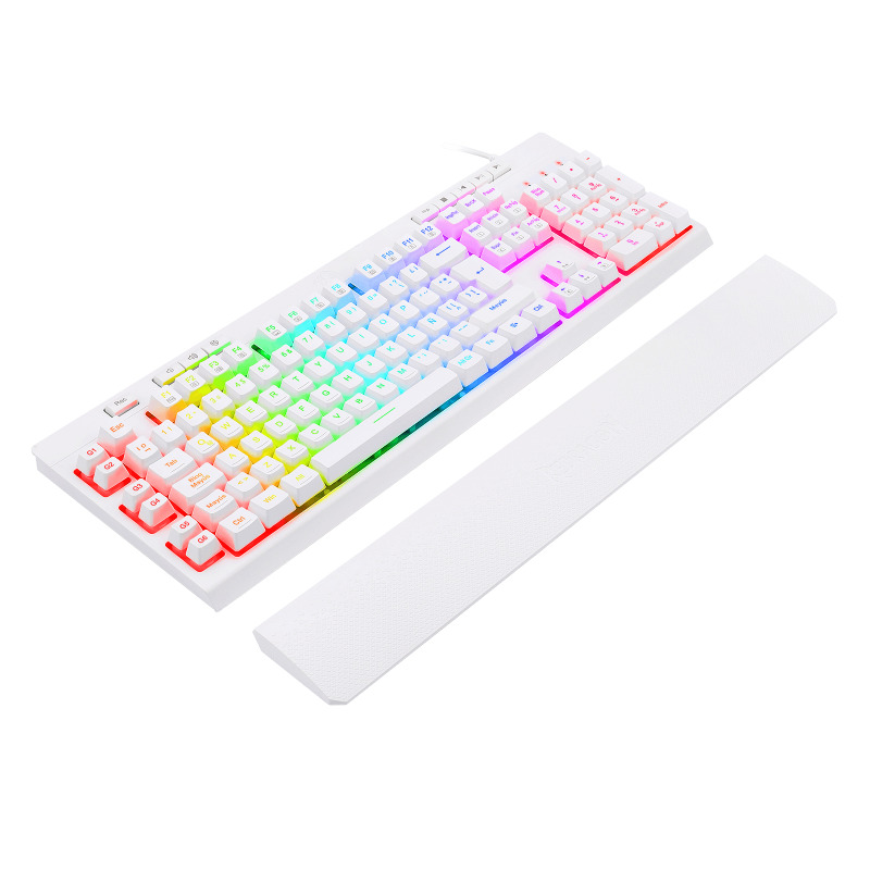 Perifericos Teclado Gamer REDRAGON SHIVA WHITE SPANISH DESCANSA MUÑECAS K512WRGB-SP/BLANCO/MEM