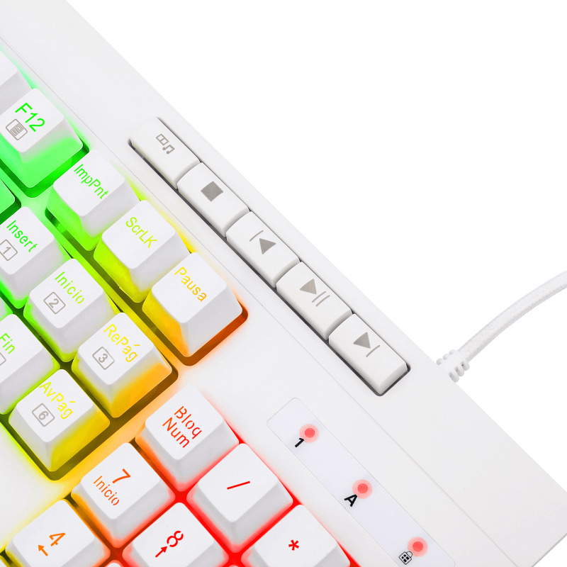Perifericos Teclado Gamer REDRAGON SHIVA WHITE SPANISH DESCANSA MUÑECAS K512WRGB-SP/BLANCO/MEM