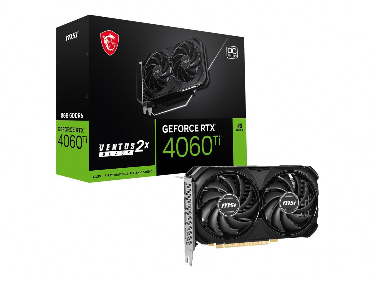 Placa De Video Nvidia MSI RTX 4060TI OC 8GB 4060TI VENTUS 2X BLACK 8G