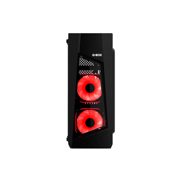 Gabinete Gamer Led Atx Qbox Vidrio Templado 2 Fan Rgb